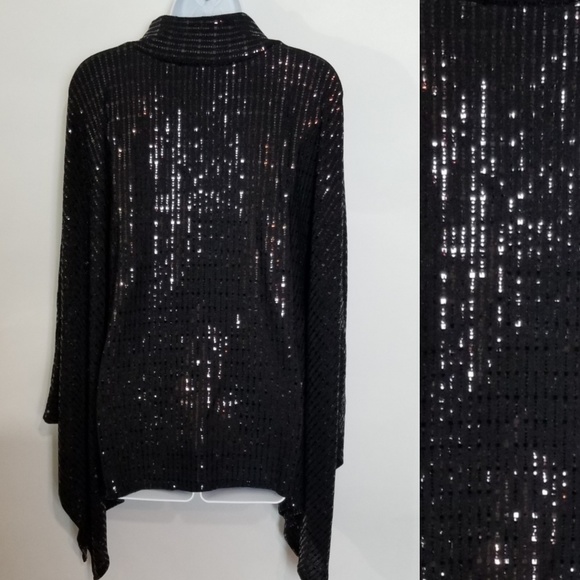 Sequin Poncho Style Top With Batwing Sleeves - Picture 4 of 7